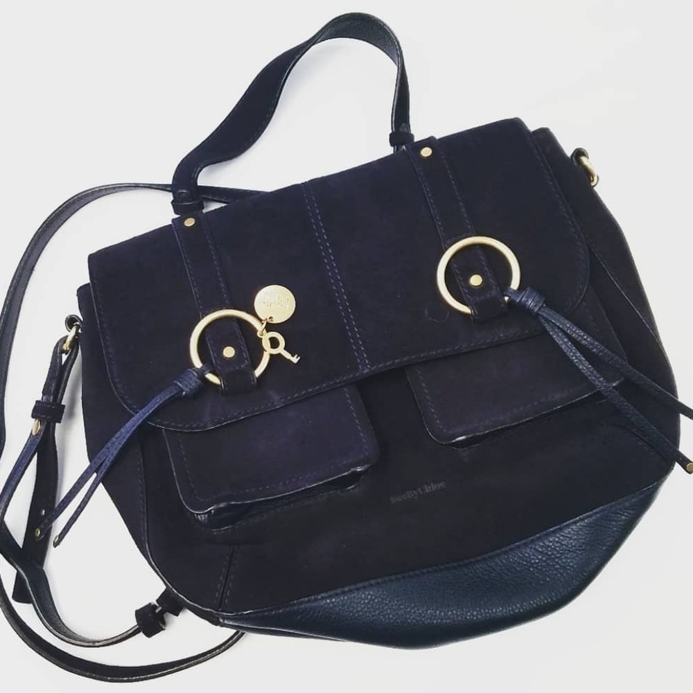 𝅺SEE BY CHLOE dark navy leather suade  bag.